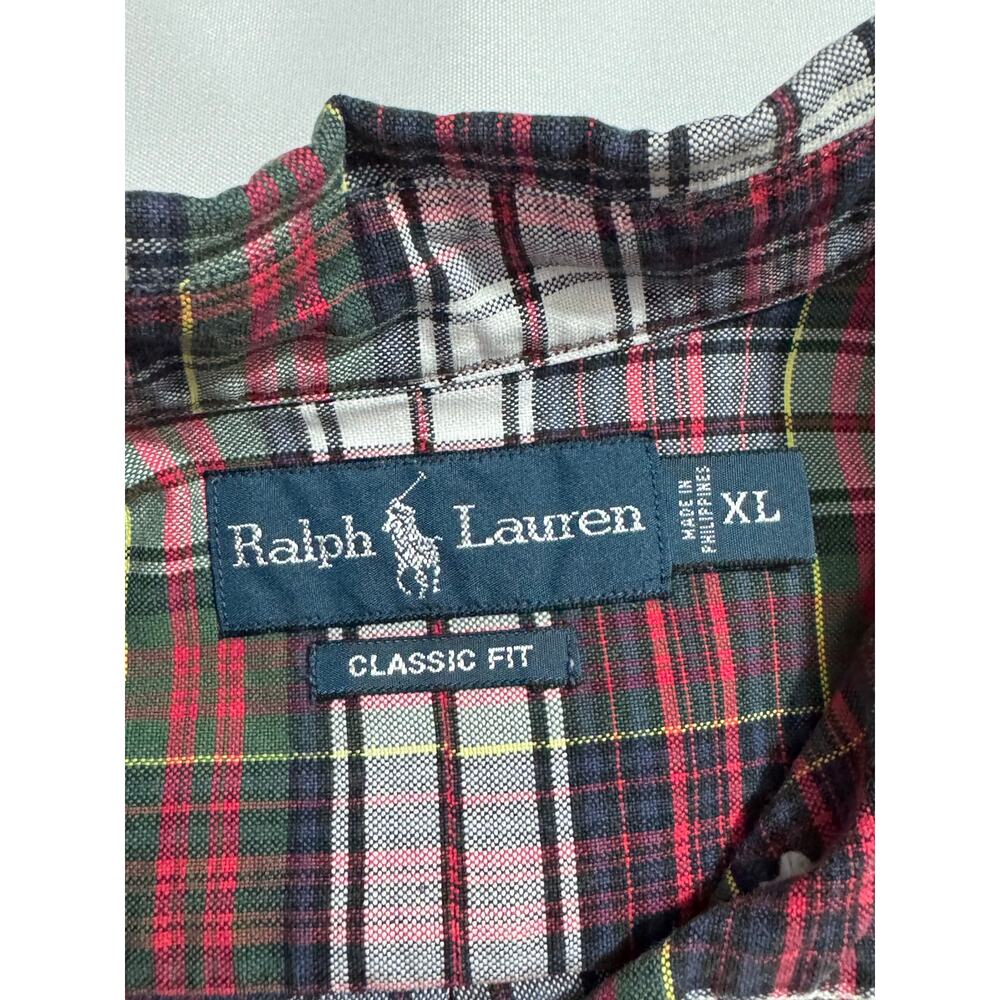 POLO RALPH LAUREN SHIRT — Red Green Yellow Plaid Classic Fit Men's XL - Picture 5 of 9